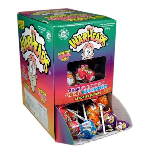 Warheads Super Sour Bubble Gum Pops